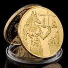Ancient Egypt Anubis The God of Death Gold/Silver Plated Coin Pyramid Dieb Pattern