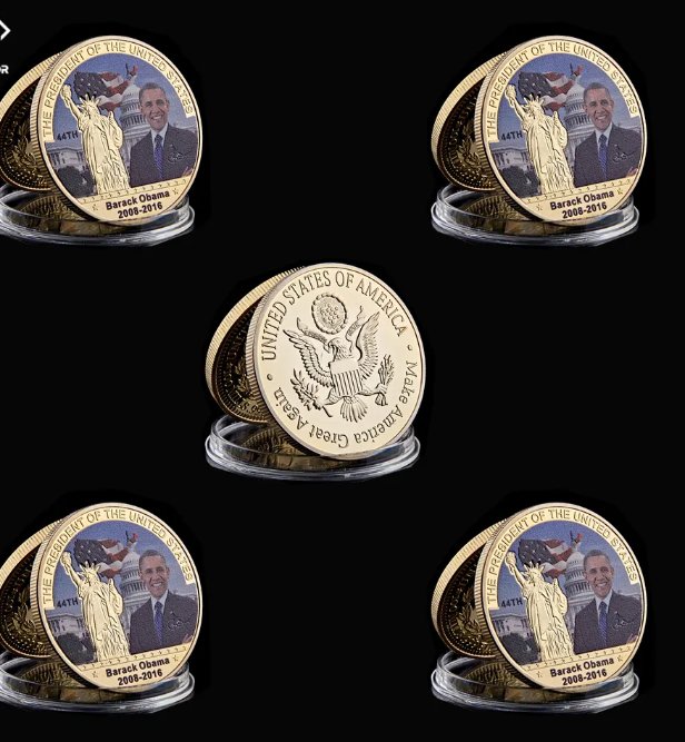 5PCS 44th American President Gold/Silver Coin Barack Hussein Obama White House And
