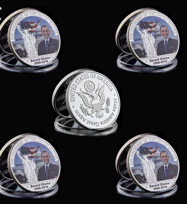 5PCS 44th American President Gold/Silver Coin Barack Hussein Obama White House And