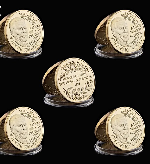 5PCS South Africa President Nelson Mandela The Nobel Peace Prize Gold/Silver Coin