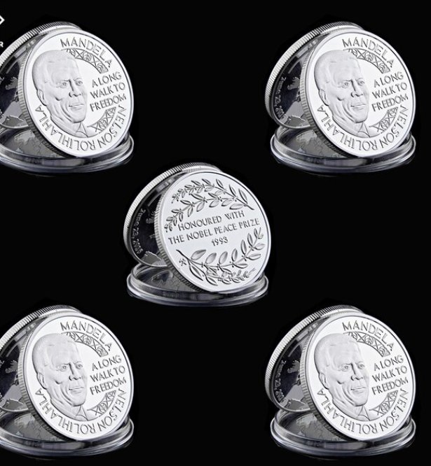 5PCS South Africa President Nelson Mandela The Nobel Peace Prize Gold/Silver Coin