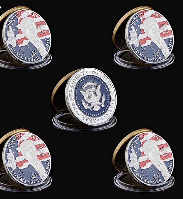 5PCS American 45th President Donald Trump Coin US White House The Statue of Liberty