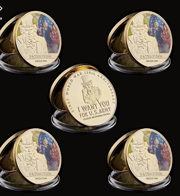 5PCS Uncle Sam Patriotism First World War 100 Anniversary I want you For US Army Challenge