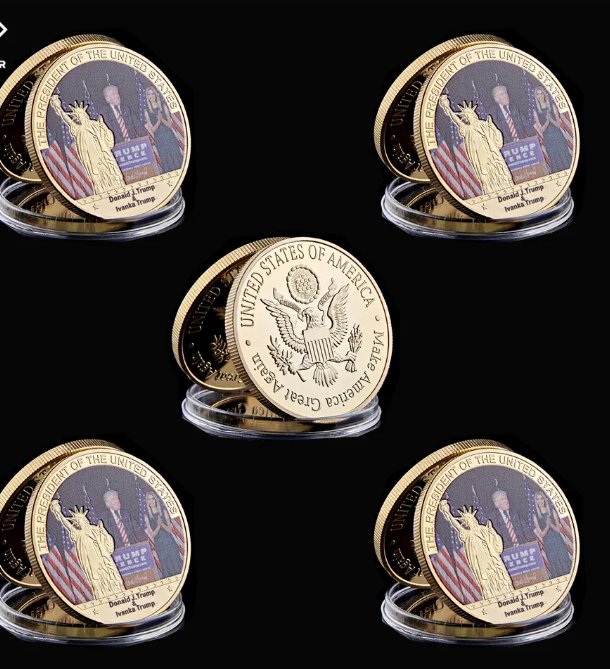 5PC USA 45th President Donald J.Trump With Lady Liberty Freedom Make America Great