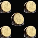 5PCS 1967 Krugerrand Fyngoud 1OZ Fine Gold Replica South Africa Replica Coin Paul Kruger