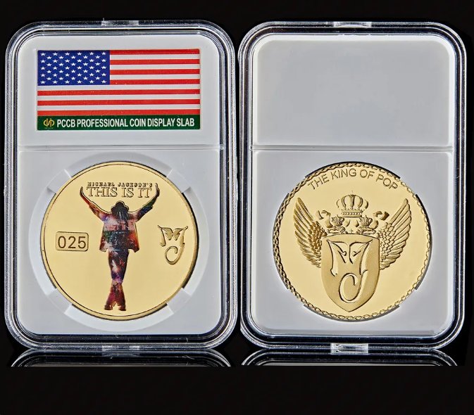US Super Star Pop Michael Jackson Gold Souvenir Famous People Coin Collection W/ Coin