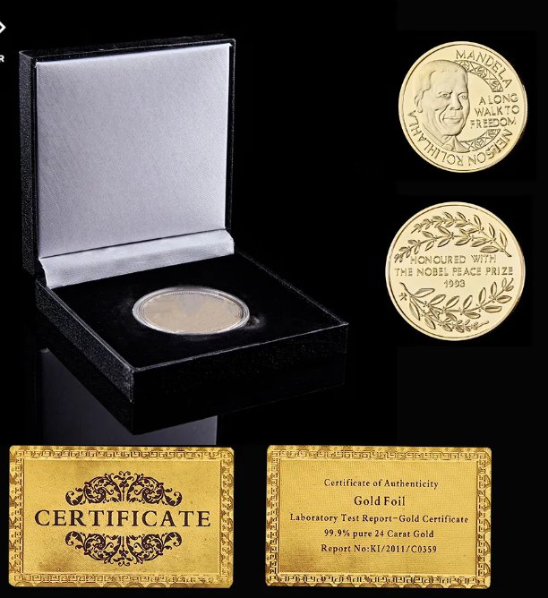 African Gold Coin Nelson Mandela Father of Nation South Africa President Coin Collectible