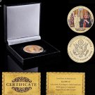 US 45th President Trump Wearing A Red Tie Of Liberty Gold/Silver Plated Souvenir Coin