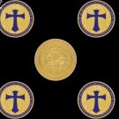 5PCS Souvenir Coin Purple Holy Cross Crusader Gold Mason Knights Templar Commemorative