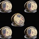 5PC 1944.6.6 Infantry Ivy Div US Army Challenge Coins Gold Utah D-Day Collectible
