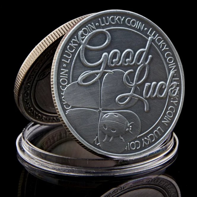 2023 Lucky Silver Coin And Four-Leaf Clover Souvenir Gifts Greatest Strength