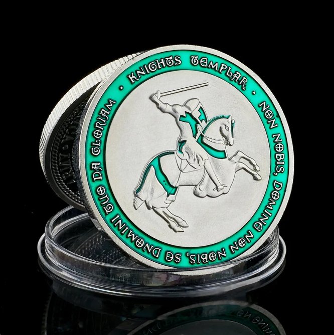 Knights Templar Crusaders Cross Souvenir Commemorative Coin Mason Holy Sword Silver