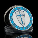 Euro Blue Knights Templar Souvenir Coin Crusaders Cross Holy Sword Commemorative