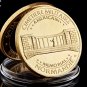 The Normandie War Antique Gold Plated America Challenge Coin With Round Acrylic Box