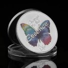 Animal Coloried Butterfly Silver Plated 1OZ Symbols Change Is The Essence Of
