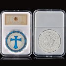 Blue Templar Crusader Knights Token Silver Metal Challenge Coin Collectibles W/ PCCB Holder