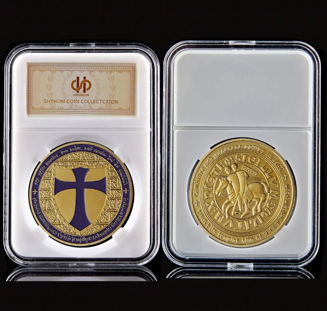 Purple Holy Cross Knights Templar Crusader Gold Mason Commemorative Color