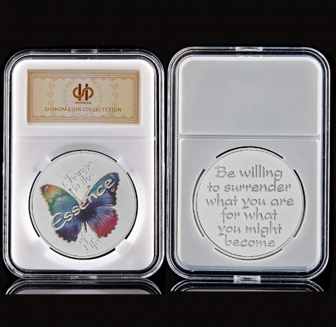 Beautiful Colorful Butterfly Gold/Silver Plated Coin Collectibles Transform Love Token
