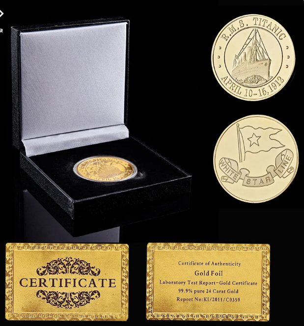 Commemorate The Sinking of White Star Liner 'RMS Titanic' April 1912 Gold/Silver Metal Coin