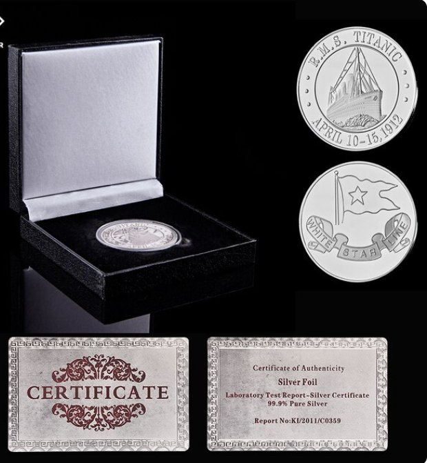 Commemorate The Sinking of White Star Liner 'RMS Titanic' April 1912 Gold/Silver Metal Coin
