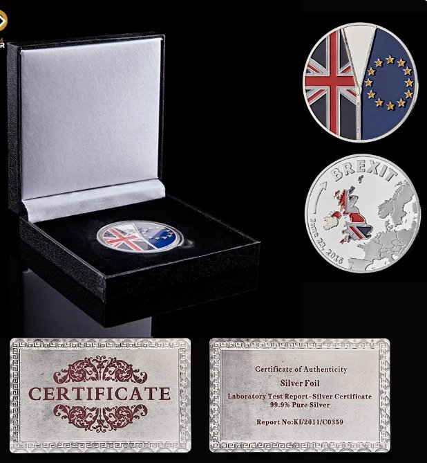 June 23 2016 UK Brexit EU Referendum Independence Silver Coin Collection With Protection Capsule