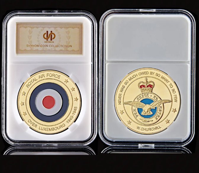 Euro Luxembourg Royal Air Force Retired Gold Plated Challenge Coin