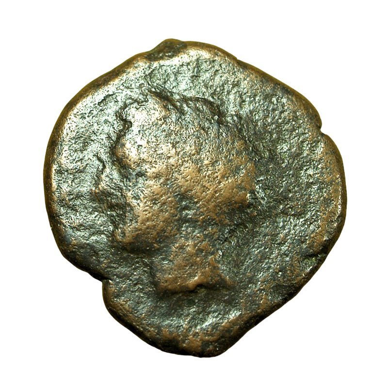 Ancient Greek Coin Carthage Zeugitania AE18mm Tanit / Horse 04502