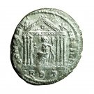 Roman Coin Maxentius Follis AE25mm Head / Hexastyle Temple Roma 03959