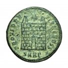 Roman Coin Constantius II Heraclea Follis AE18mm Bust / Camp Gate 0423