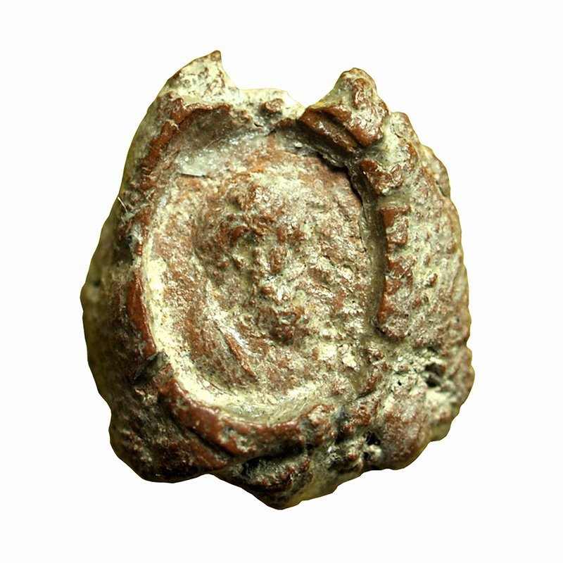 Roman Empire Seal Uniface Clay Terracotta Bulla AE12x14mm Herakles 038