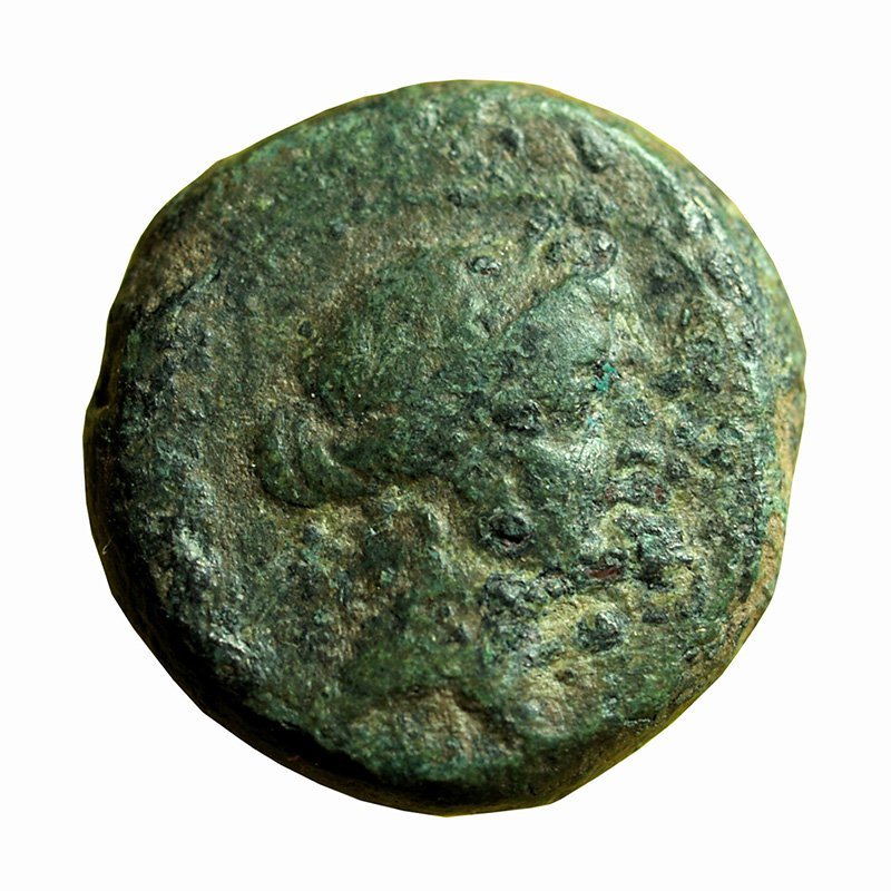Ancient Greek Coin Sardes Lydia AE16mm Apollo / Club in Wreath 00332