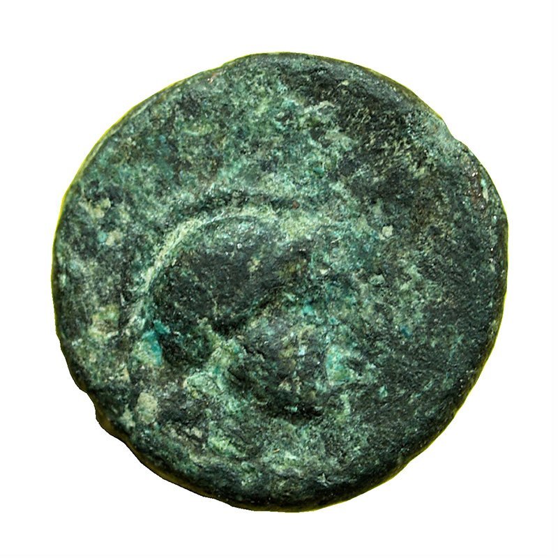 Ancient Greek Coin Autokane Aeolis AE10mm Zeus / Athena 00659