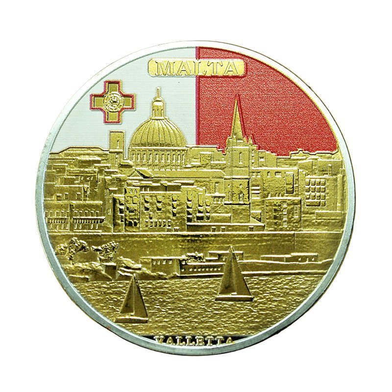 Malta Medal Valletta &amp; Port 34mm Gold Plated 04162