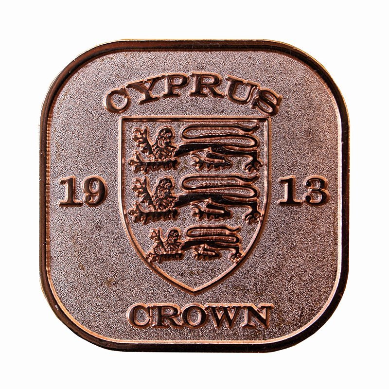 Cyprus Coin 1 Crown 1913 George V Modern Issue Unusual Shape Coin 0381
