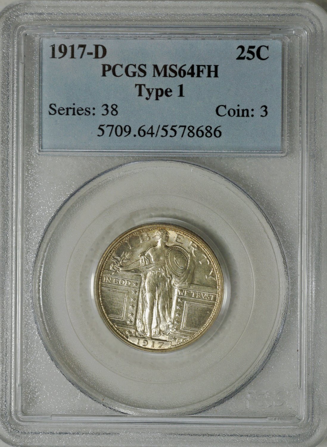 1917 D T1 Standing Liberty Quarter --- Full Head ---