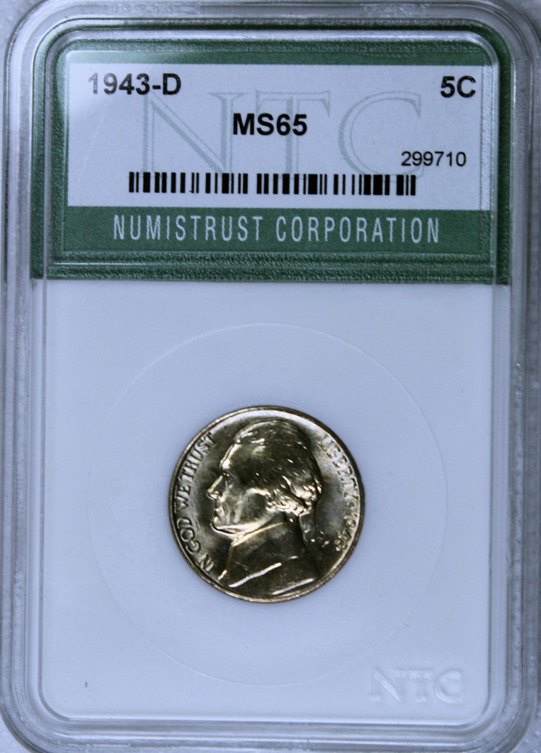 1943 D Jefferson Nickel *Certified by NTC*
