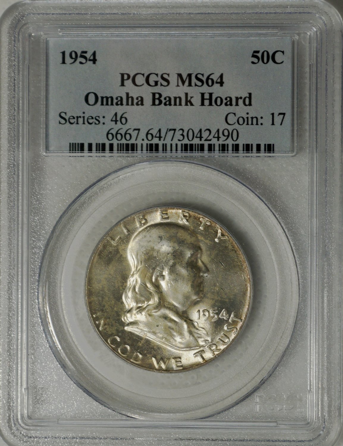 1954 Franklin Half Dollar --- Omaha Bank Hoard ---
