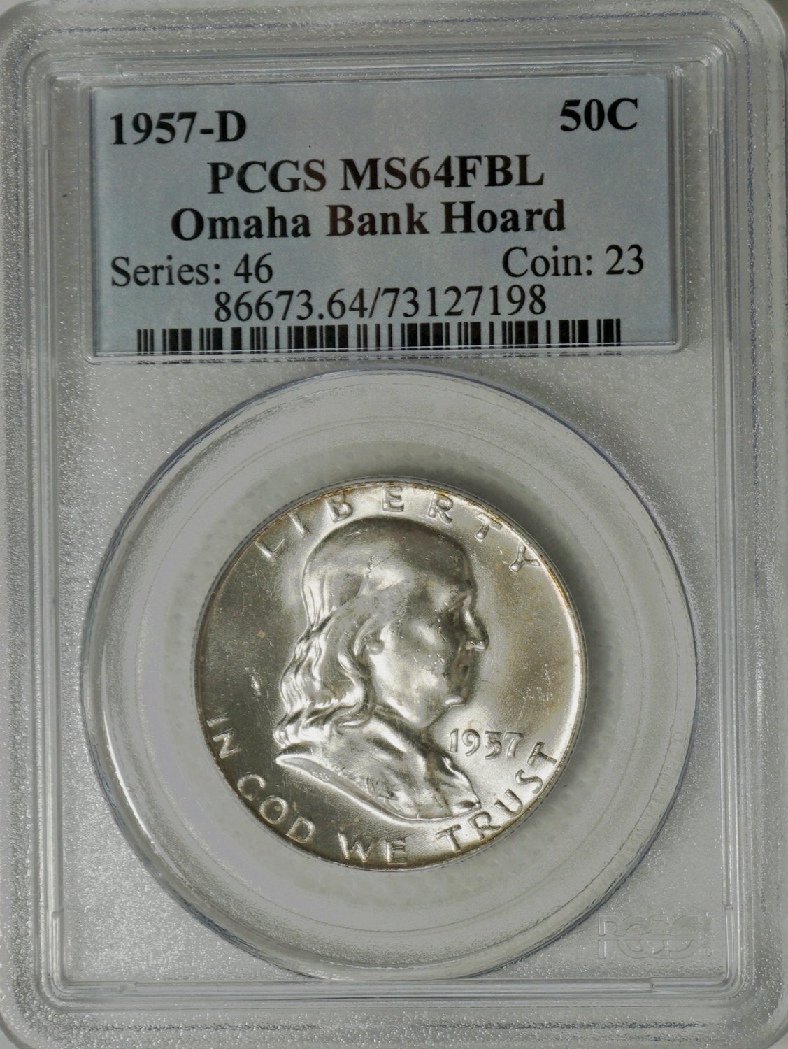1957 D Franklin Half Dollar --- Omaha Bank Hoard ---