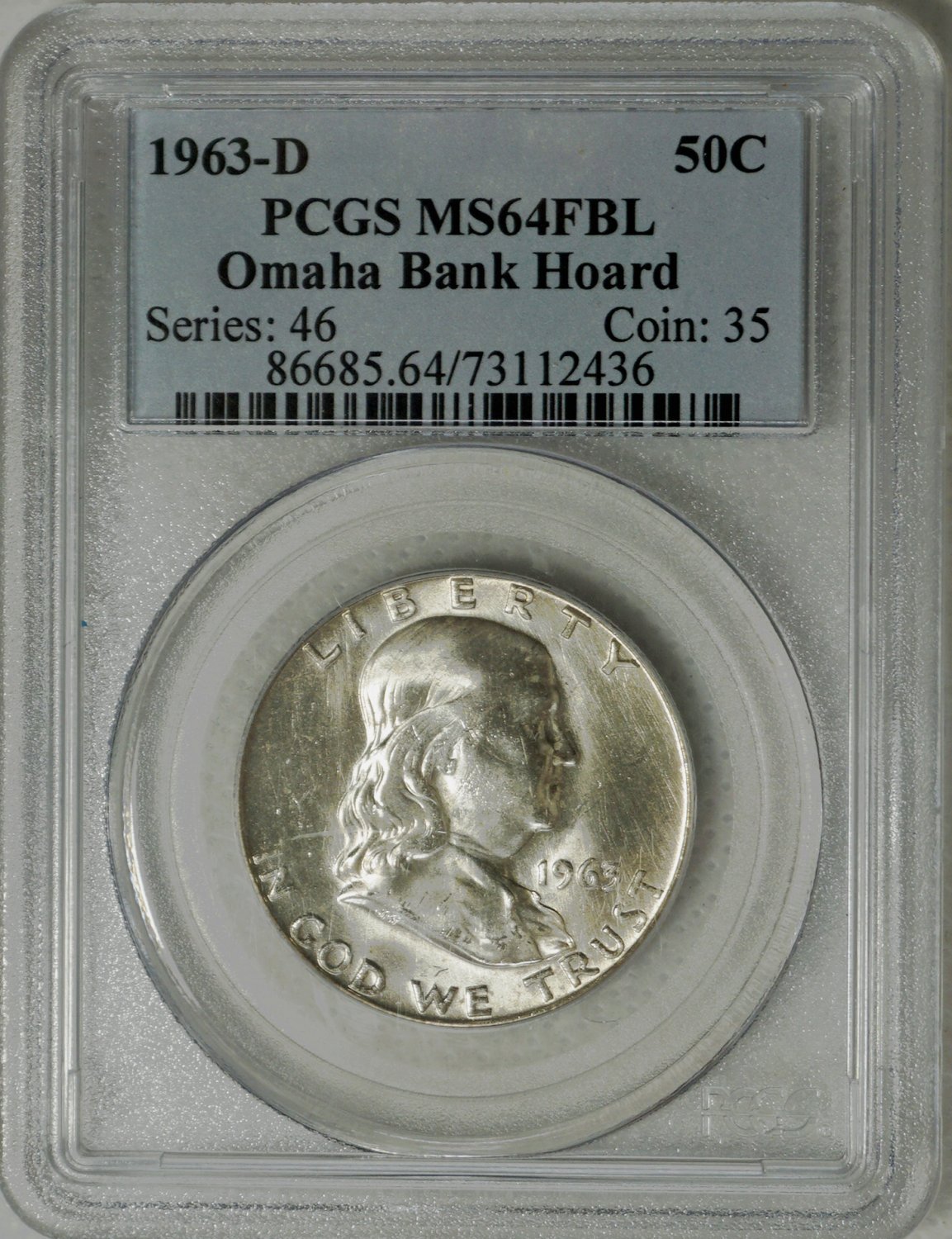 1963 D Franklin Half Dollar --- Omaha Bank Hoard ---