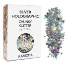 Silver Holografic Extra Chunky Glitter COSMETIC Festival Face Body by KARIZMA