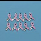 10x  Breast Cancer Hope Pink Awareness Ribbon   Charms