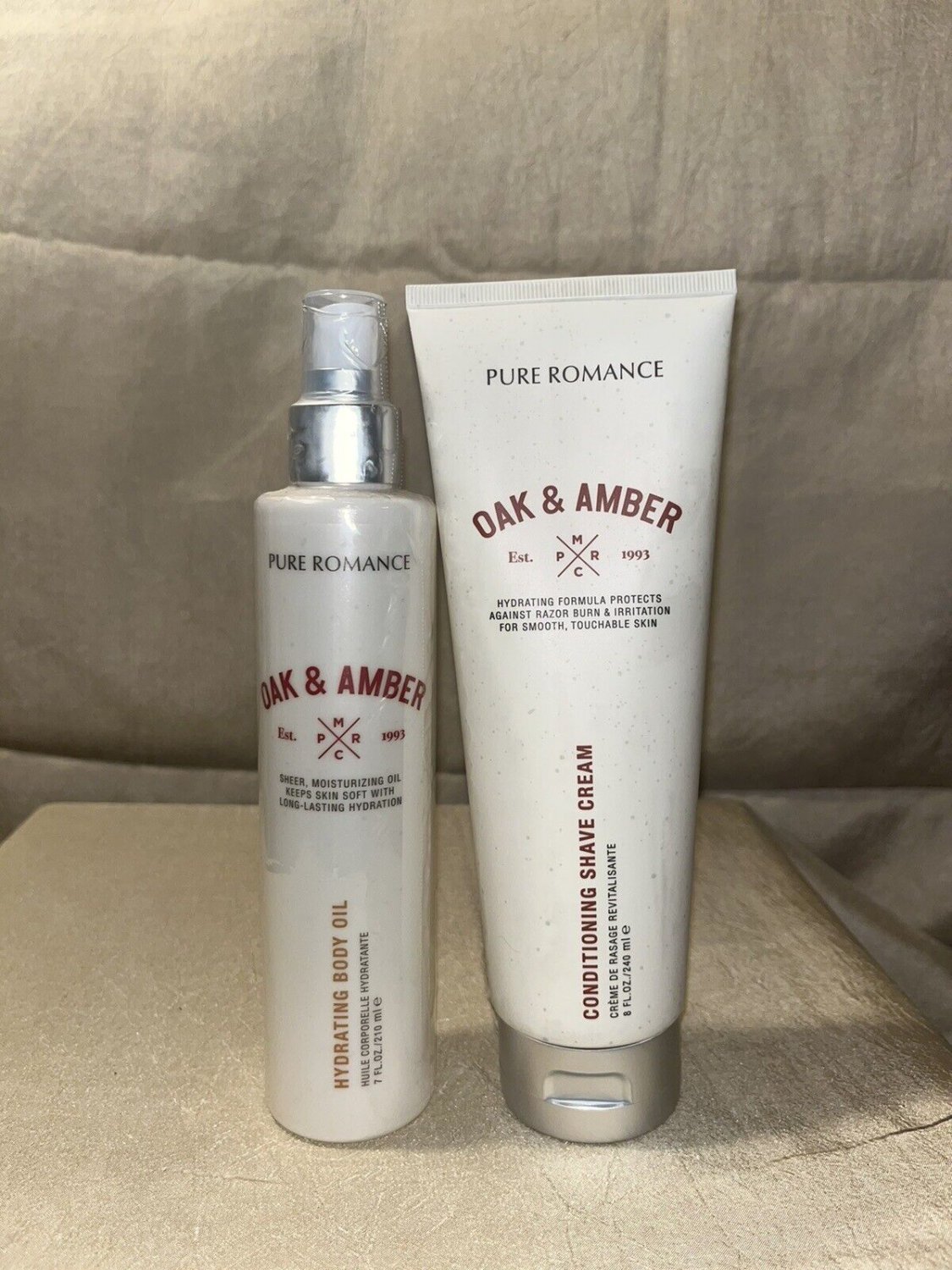 Pure Romance Men Oak And Amber Shave Cream And Body Oil 2 Piece Set