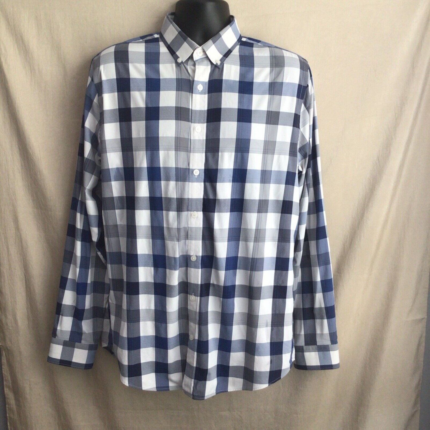 Express Button Down Shirt Mens L Trim Fit  Soft Wash Long Sleeve Cotton