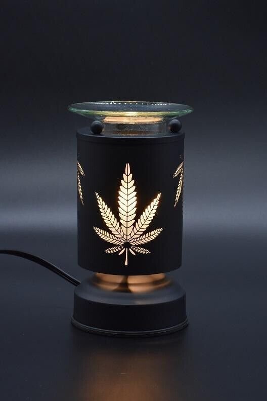 Electric Marijuana BLACK Metal Touch Aroma Lamp/Oil Warmer/Wax Burner/Nite Lamp