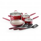 10Pc Webster Place Cookware - Pomogranate