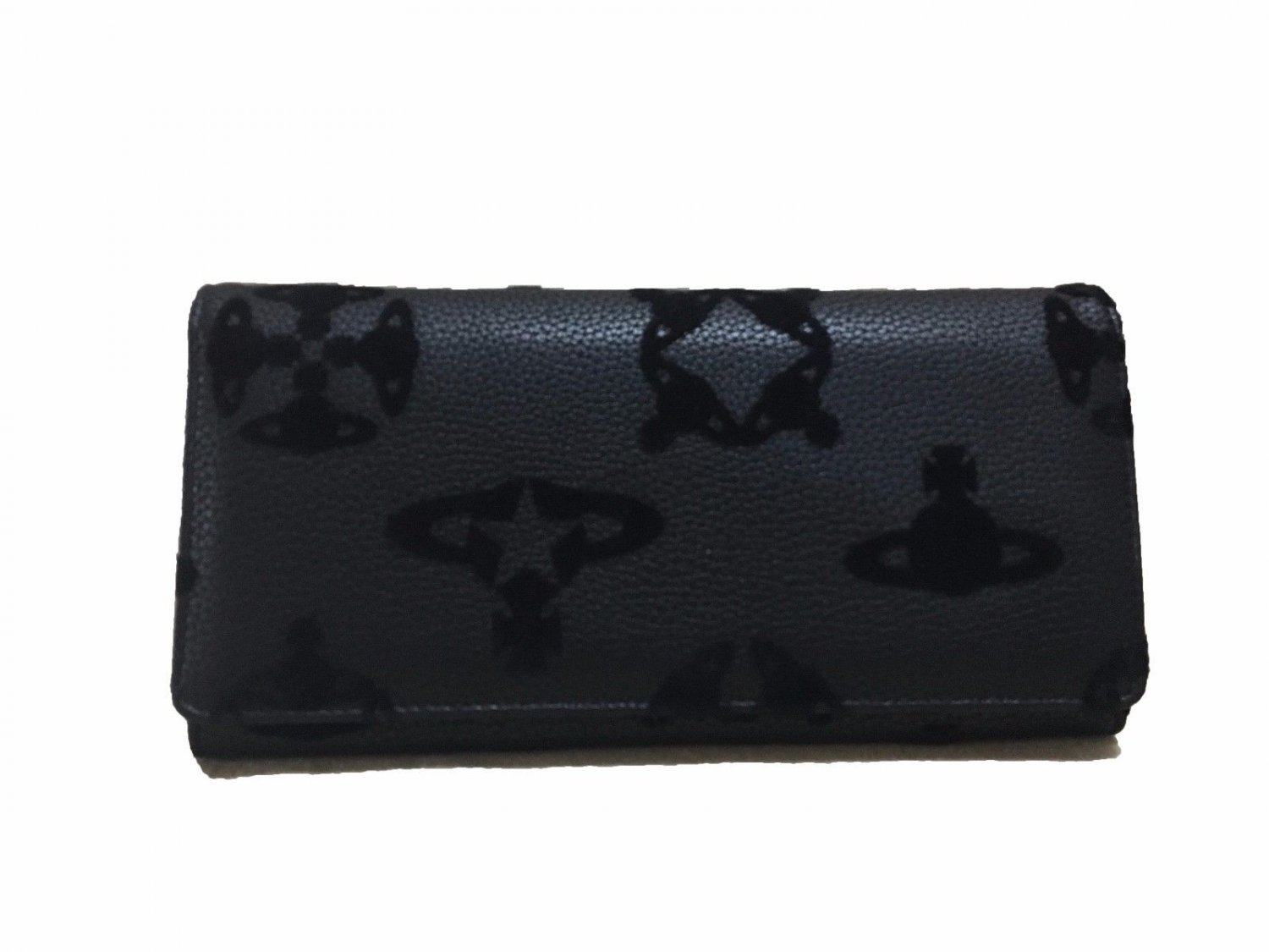 Vivienne Westwood Black Leather Pattern Long Purse Wallet