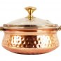 Copper Hammered Cassrole "Handi" Glass Cover Lid Serving Dishes 1000 ML