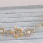 Crystal Floral Hair Pearls Bridal Headpiece Gold Wedding Dress Accessories