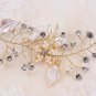 Crystal Hair Vine Pearls Bridal Gold Headdress Wedding Accessories 1pcs
