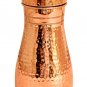 Hammered Finish Bedroom Copper Bottle with Inbuilt Glass DrinkWare Modern Design